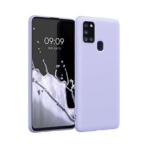 kwmobile Fodral kompatibelt med Samsung Galaxy A21s – silikonskal – mjukt mobiltelefonfodral – mobiltelefonfodral i pastell lavendel