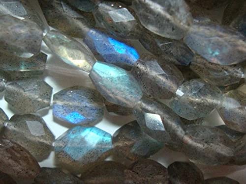 Labradorite facettée LKBEADS aux reflets bleu vert gold, perles barils pour l'artisanat