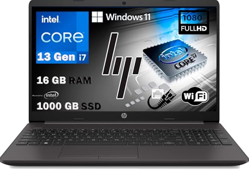 Migliori Portatili Notebook Laptop con processore Intel I7 HP 250 G10, Pc portatile notebook Grey, Intel Core i7 13Th 10 Core, Ram 16Gb, SSD 1000Gb, Display 15.6' Full HD, Win 11 Pro, Open Office 2021,pronto all'uso