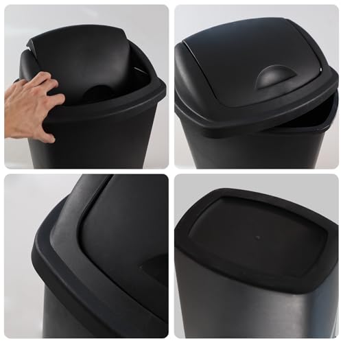 Caneca de basura plástica 6 galones con tapa basculante, pack de 4 miniatura 3