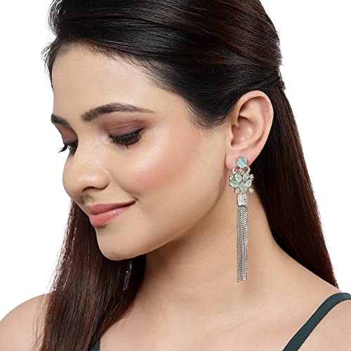Rhodium Plated Drop Earrings