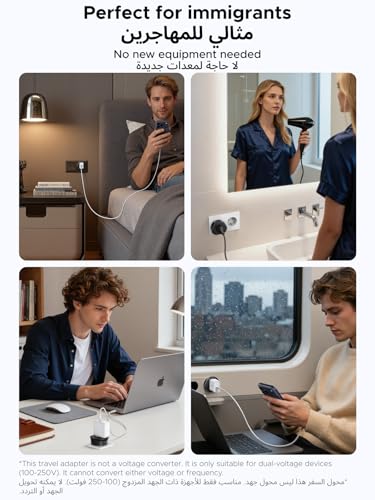 Image of UGREEN European Plug Travel Adapter, US /UK /CA /MX /AU /JP /CN /NZ /PH to EU (Type F), International to EU Pin Converter, Power Outlet Charger, 200+ Countries Compatibility, 1 Pack