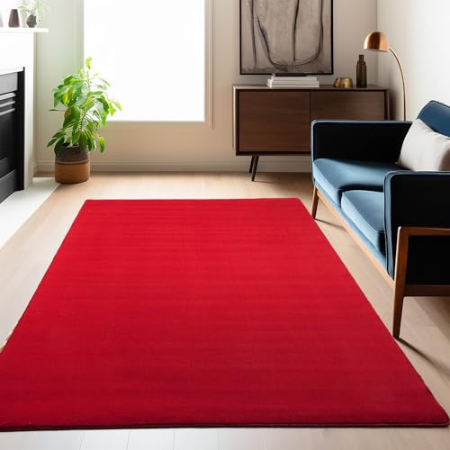 Carpetsale24 Tapis à Poils Ras, Couleur Rouge, Unicolor - Monochrome, 112290, Tapis Rectangle, Tapis Salon-Salle à Manger ou Chambre, 160 x 230 cm