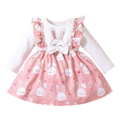 Baby Girl Dresses Long Sleeve Bunny Tutu Princess Dress Infant Fall Winter Outfits Little Girls Clothes Pink 6-9 Months
