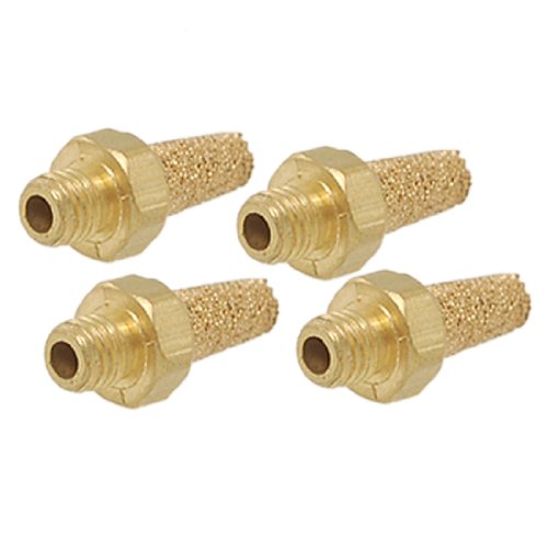 uxcell 4 Pcs M5 Exhaust Air Noise Sintered Brass Pneumatic Muffler