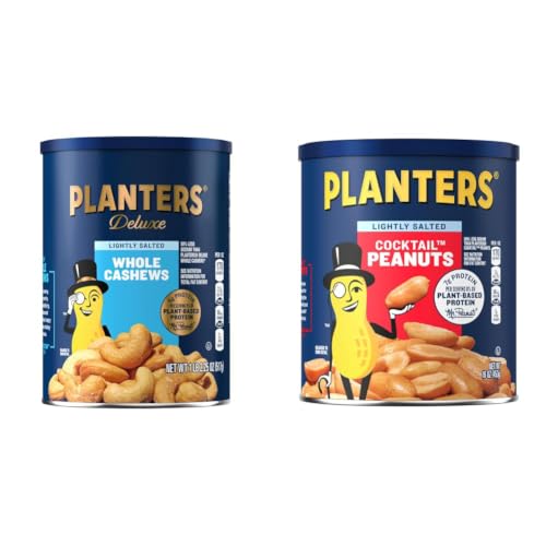 PLANTERS Deluxe Lightly Salted Cashews 18.25Oz & Lightly Salted Peanuts 16 Oz Bundle - Plant Based Protein Snacks (2 Ct) image 2
