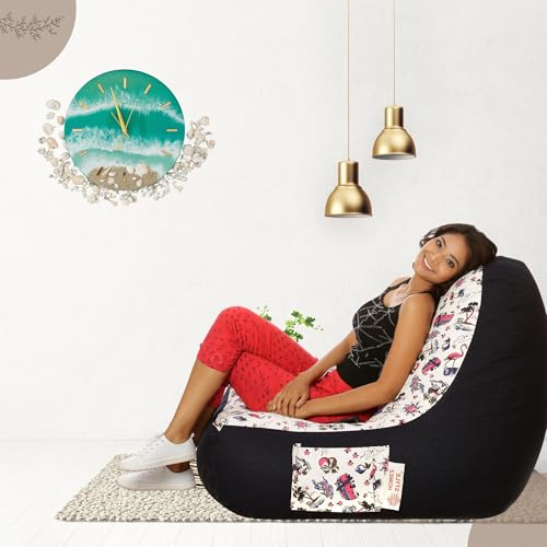 Image of Style Homez Urban Design Denim Canvas Abstract Printed Bean Bag XXL Size Filled with Beans Fillers