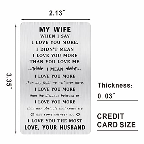 TGCNQ Gifts for Wife - Mother's Day Card Gifts for My Wife from Husband Bride Gifts Wife Birthday Gift Ideas When I Say I Love You More Wallet Card2
