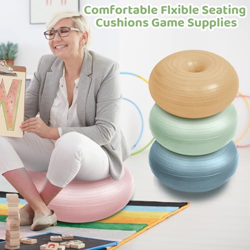 Image of Lewtemi 4 Pcs Flexible Seating for Classroom Elementary 20 Inch Yoga Ball Chair Inflatable Donut Ball Chair with Inflator for Kids Student Sensory Balance Office Exercise(Boho Color)