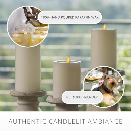 Image of Luminara - Flameless LED Battery Operated Flickering Pillar Candles - Pearl Ivory - Pack of 1-3x4.5 - Realistic Moving Flame Real Wax Indoor /Outdoor