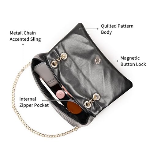Image of Fastrack Casual Sling Bag with Magnetic Button for Girls, Medium Size with Internal Zipper, Made with Premium Faux Leather, Versatile and Durable Design