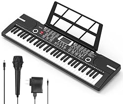 ♫【2 Power Supply Methods】The portable keyboard piano can be powered by a standard power adapter or 1.5V AA batteries (not included), so in addition to using it at home it can also be taken on the go and played outdoors. ♫【Electronic keyboard piano】29...