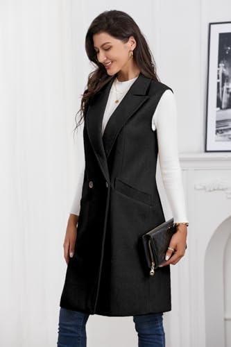 IDEALSANXUN Womens Long Vest Fall Winter Wool Sleeveless Blazer Jackets Waistcoat Coats3