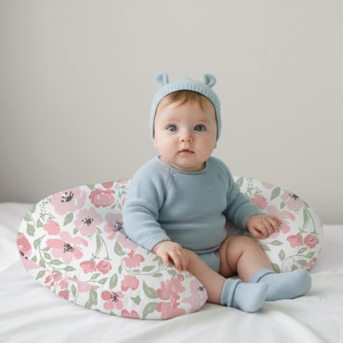 Image of Little Grape Land Nursing Pillow Covers 2 Pack, Soft & Breathable Removable Breastfeeding Pillows Covers for Feeding Pillows, Nursing Pillow Slipcover for Baby Girls Boys, (Flower)