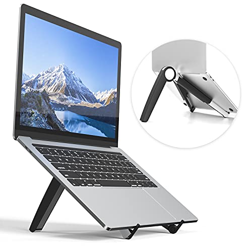 Laptop Stand for Desk, YRYFOVL Adjustable Ergonomic Portable Aluminum Laptop Holder, Foldable Computer Stand 6 Angles Adjustable Laptop Riser Compatible with 9-15.6 inch Laptops