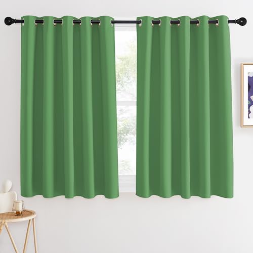 NICETOWN Blackout Curtains 54 Inches Long, Thermal Insulated Room Darkening Curtains for Bedroom, Window Treatment Drapes for Living Room Nursery (W66 x L54 Inch, Froest Green, 1 Panel)