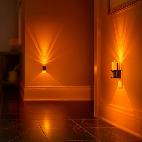 Image of Briignite Flameless Candle Night Light, Bubble Night Lights Plug into Wall | Candle Nightlight with Light Sensor, 0-100LM Dimmable LED Night Light Plug in, Amber Nightlight for Hallway Bathroom