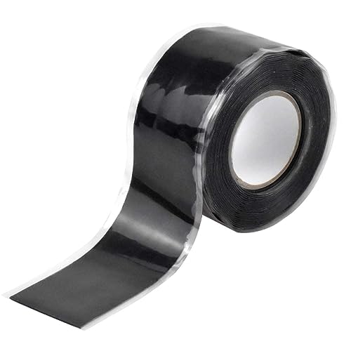 Self Fusing Silicone Tape,1 Roll Self Fusing Rubber Tape Rescue Tape Silicone Rubber Self Fusing Tape,Waterproof Repair Sealing Tape,Silicone Sealing Tape Waterproof Self Fusing Rescue Tape,Black