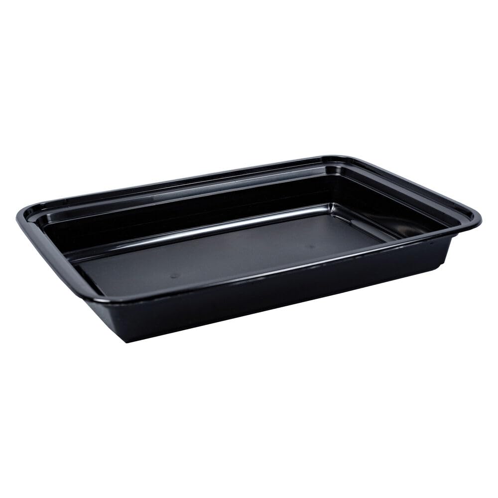 50 Mehrweg Menüboxen wiederverwendbar PP mit Deckel ungeteilt schwarz 29.5x20x5.5cm