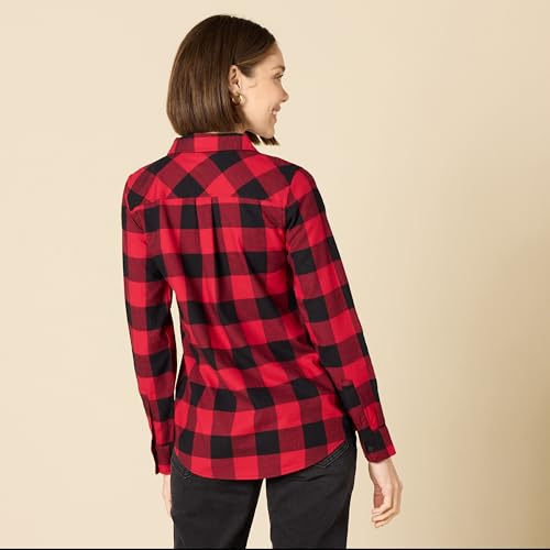 Amazon Essentials Women's Regular-Fit Long-Sleeve Lightweight Plaid Flannel Shirt3