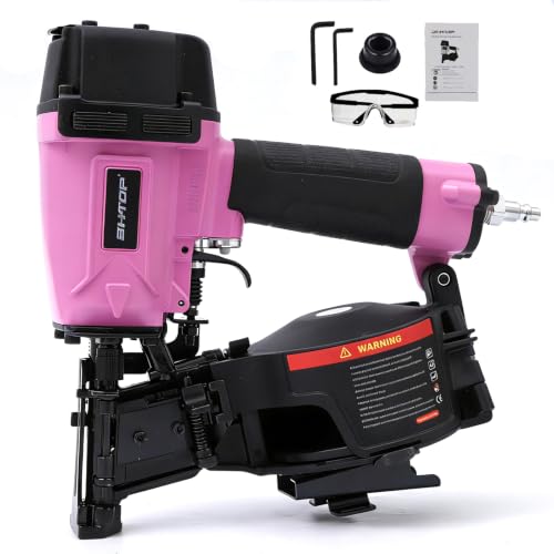Image of CN45N Roofing Nailer, 15 Degree Roofing Nail Gun, 3 /4-Inch to 1-3 /4-Inch Coil Nails, 120-pcs Load Capacity Coil Nailer in Pink