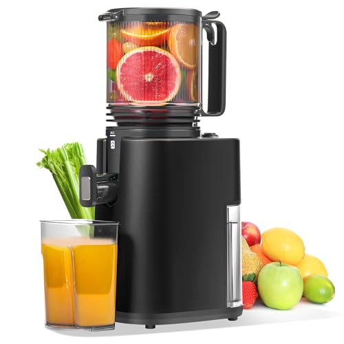 Extractor de Zumos y Verduras, Apertura de 14cm y Capacidad de 2L, Cold Press Slow Juicer Machine, Montaje y Limpieza Rápidos (Negro)