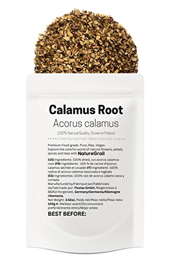 Calamus Root - Dried, Cut Acorus Calamus - Fine Gourmet Grade, Natural Quality, Grown In Poland - Calamus Is Also Called Sweet Flag, Sway Or Muskrat Root, Net Weight: 3.52Oz/100G #TOP1