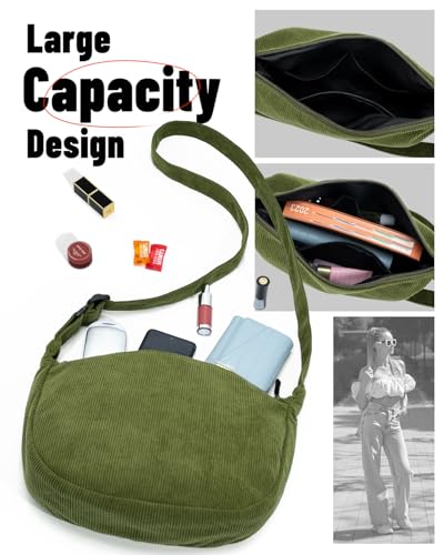 Image of Crossbody Crescent Bag for Women Men Trendy, Crescent Sling Bag with Adjustable Strap, 2 Zippers Lightweight