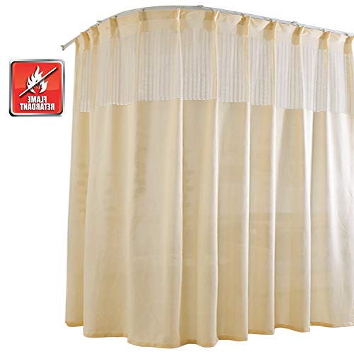 Inherent Flame Retardant Cubicle Hospiatl Curtains Room Divider Curtain Drapes Pinch Pleated Hanging Divider Curtain For Hospital Spa School Nursery 1 Panel Biscotti Beige 5Ft Wide X8.5Ft Tall #TOP5