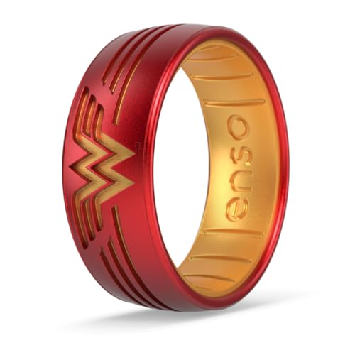 Enso Rings DC Comics Collection - Etched Silicone Ring - Comfortable, Breathable, and Safe - Batman, Superman, The Flash, and Wonder Woman