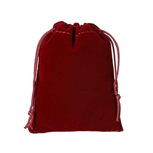 JUFO 12 Pieces Velvet Jewellery Pouches, Multi-Size Drawstring Gift Bags for Jewelry, ID Cards, Passports, Wedding, Party, and Anniversary Packaging(Dark Red, 9x12cm-3.5x4.5)