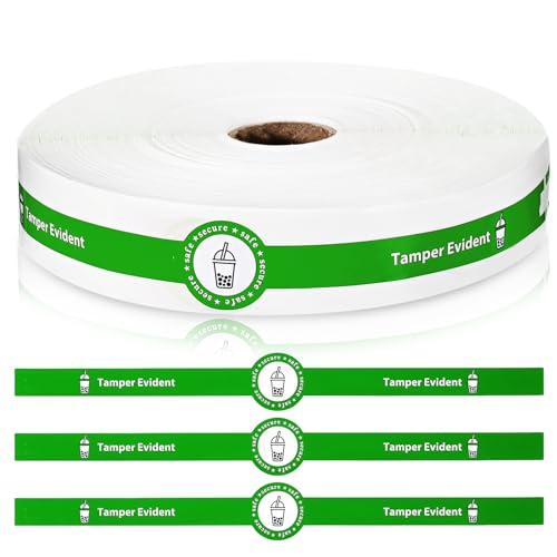 Skyygemm Safe Secure Tamper Evident Seals - 1" x 9" Food Delivery Stickers - Sealed for Freshness - Labels - Drink Food Tamper Proof - Green, 500 Pcs