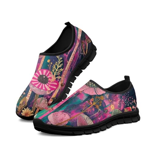 Slip on Loafers for Women Hippie Retro Floral Design Breathable Walking Sneakers Sport Shoes Anti-Slip Sole4