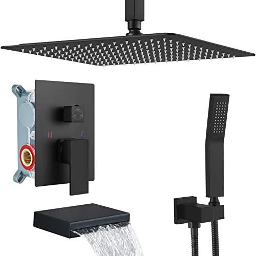 Robinet de douche noir mat et cascade de baignoire pour spa à la maison