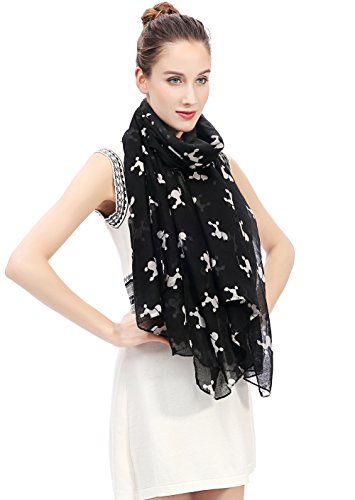 Lina & Lily Poodle Dog Print Women's Scarf Shawl Wrap Lightweight2