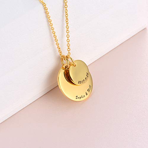 Lonago Custom Engraved Two Name Necklace Personalized Double Disc Initial Alphabet Sterling Silver Copper Pendant For Women Mom Girls (Gold-Plated-Brass) #TOP1