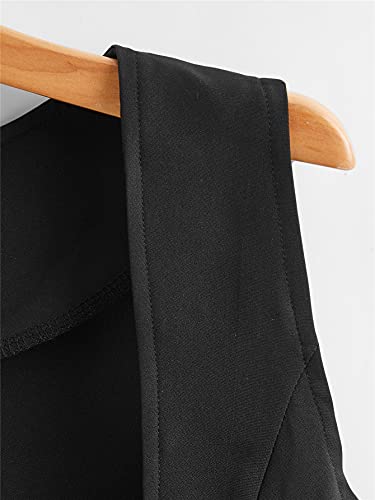 Romwe Women's Single Breasted Sleeveless Scoop Neck Crop Blazer Vest Coat Black M #TOP3