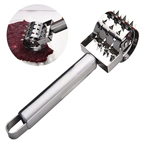 Stainless Steel Meat Tenderizers Roller, Rolling Meat Tenderizer with Ultra Sharp Needle Blades, Meat Rolling Hammer Meat Tenderizer for Kitchen Cooking Meat Tenderizing Steak, Beef, Chicken & Pork - image 1