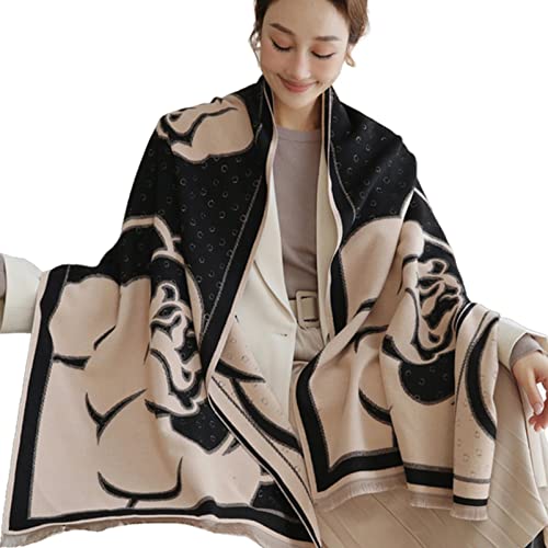 Châle thermique écharpe en cachemire d'hiver femme grand foulard épais imprimé
