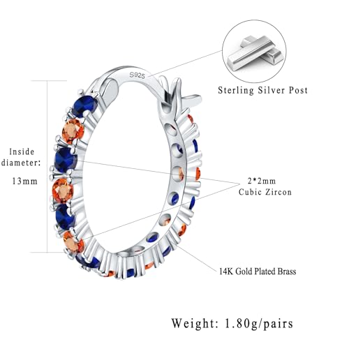 S925 Sterling Silver Earrings Hoop and Stud Sets for Women Trendy 14K White Gold Plated Hypoallergenic Cubic Zirconia Hoops Cute Lightweight Earrings Jewelry Birthday Gifts for Mom Girls3