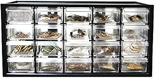 Livinbox A9-520-BK desk organizer 20 transparent drawers (with dividers), building blocks storage display, art, craft, office supplies, makeups, hair accessories, small items storage, black