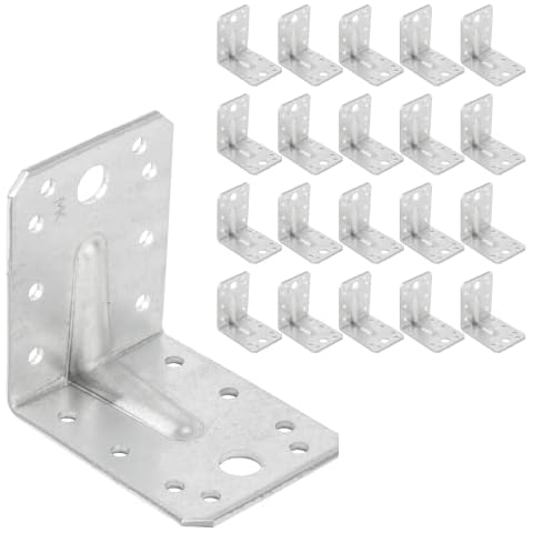 ZPH MARK Winkelverbinder aus verzinktem Stahlblech 70x70x55x2,5 mm 20 Stück - Metallwinkel mit Sicke Eckverstärkung Schwerlastwinkel Cover