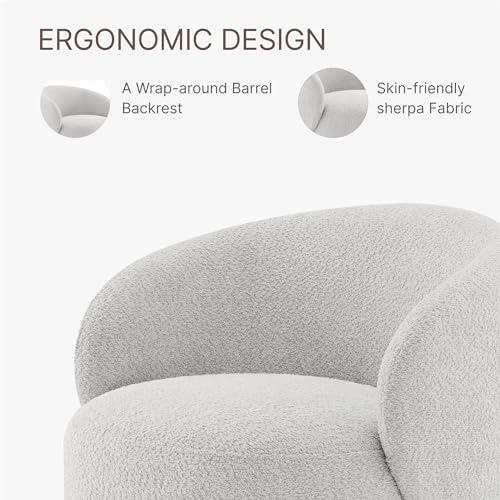 Image of KISLOT Swivel Accent Chair Round Barrel Armchair Upholstered Performance Fabric for Living Room Bedroom Waitingroom,2 Box,Light Grey