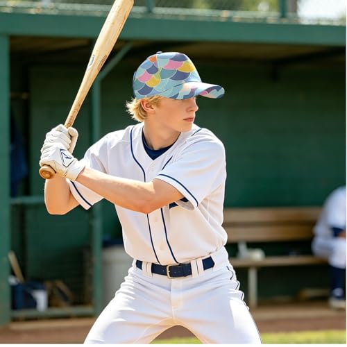 Casquette de baseball de camping et pêche avec motif écailles bleu clair