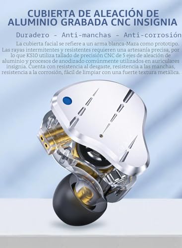 Miniatura 6 de Yinyoo Kbear Ks10 In Ear Monitor Cascos,1dd 4ba Iem Auriculares De Cable,Nanotubo De Carbono Compuesto De 10 Mm,Nuevo Sistema De Cruce Electrónico Hifi Auricular In Ear Para Musica,Gaming,Running