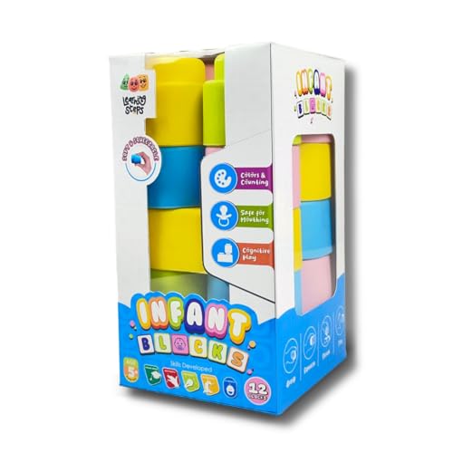 Image of Zephyr Learning Steps - Infant Blocks-1, Montessori Toys for Babies, Early Development, Soft Building Blocks, Block Sets, Colors and Counting, Premium Blocks, Stack Toy, Toddler Block Toys, 12 Pieces