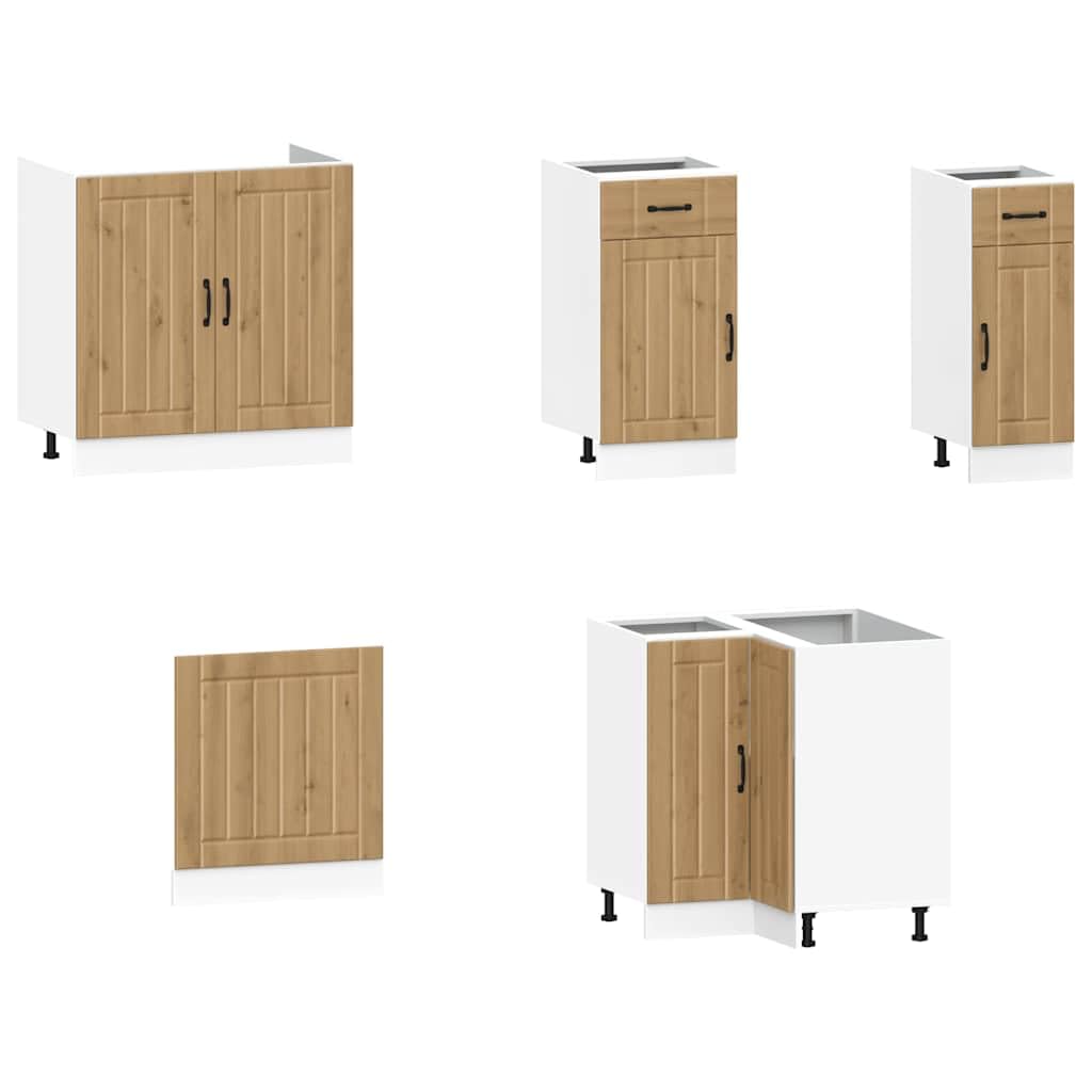 ACAGALA Küchenschrank Set 11-TLG. Küchenzeile Einbauküche Eckküche ohne Arbeitsplatte & Elektrogeräte, Erweiterbar Modular, Küchenblock für Selbstmontage und kleine Küche, Eiche handwerklich