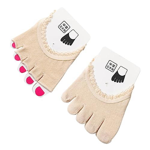 PACKOVE 2pairs Half Palm Socks Invisible Forefoot Liner Socks Delicate Lace Design Comfortable Cushions for High Heels Breathable and Elastic Seasons