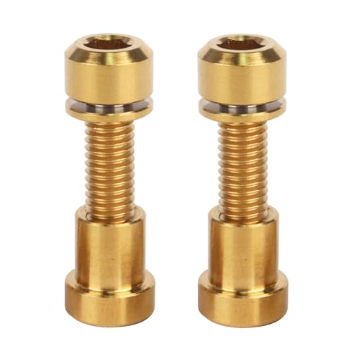 Image of Titanium Bolt M5x16 18 20mm with Washer Steerer Clamp Nut for Bicycle Stem Front Forking Lock Pack of 2 (Gold, M5x20mm)