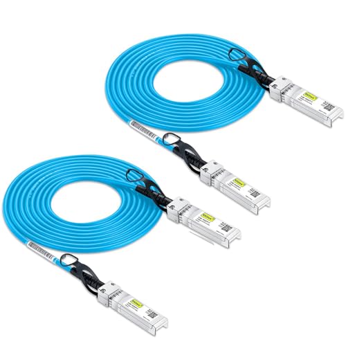 Image of 10Gtek [Blue Colored 10G SFP+ DAC Cable - Twinax SFP Cable for Cisco SFP-H10GB-CU3M, D-Link, Supermicro, Netgear, Mikrotik, ZTE Devices, Fortinet, 3-Meter(10ft), Pack of 2